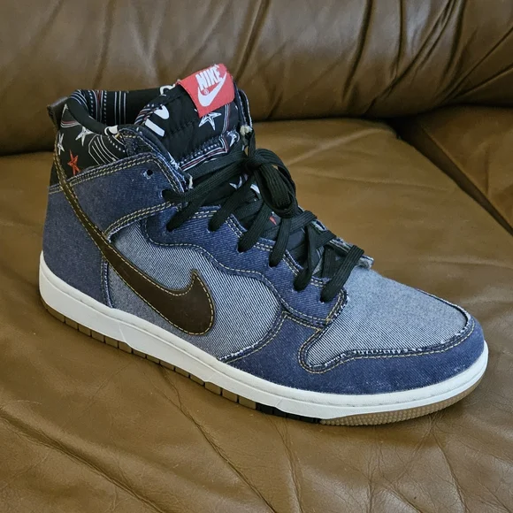 Men's Nike Dunk High CMFT Denim Multicolor Size 8 (EXCELLENT CONDITION) - Picture 3 of 14